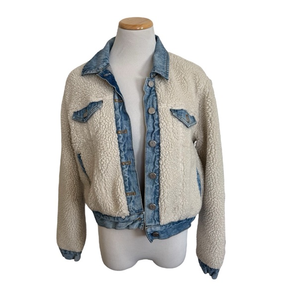Anthropologie Jackets & Blazers - Anthropologie Pilcro & The Letterpress Denim Sherpa Jacket
